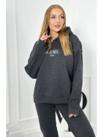 Izolovaná bavlnená súprava, mikina s vyšívacími + nohavicami Grafit