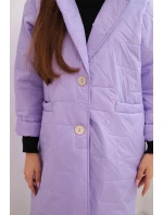 Dámská bunda Plus Size prošívaná s ozdobnými knoflíky a límcem jasně fialová Dámská bunda Plus Size prošívaná s ozdobnými knoflíky a límcem jasně fialová