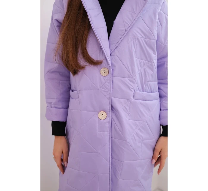 Dámská bunda Plus Size prošívaná s ozdobnými knoflíky a límcem jasně fialová Dámská bunda Plus Size prošívaná s ozdobnými knoflíky a límcem jasně fialová