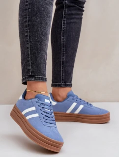 Sneakersy Damskie Na Platformie Niebieskie Egelia