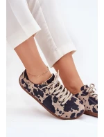 Dámske semišové barefoot tenisky s pruhmi Zazoo N1120 hnedo-béžové