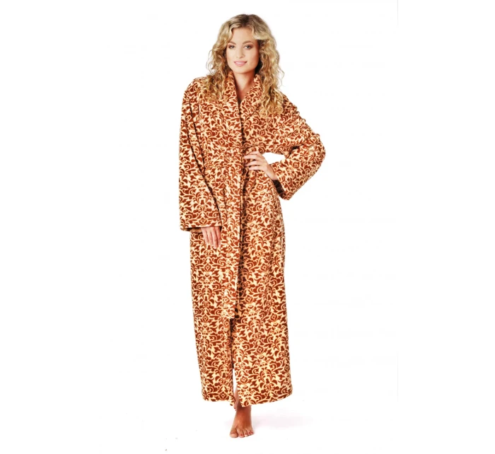 Dámsky župan so šálovým golierom VICTORIA 2130 8288 Hnedá vzor - Vestis