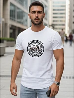 Pánské bílé tričko s potiskem motorky FashionStreet NX5007R
