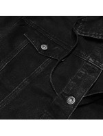 Čierna džínsová bunda s teplákovou kapucňou (POP5920-K)