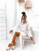 Dámsky mušelínový set v ecru farbe - blúzka a sukňa (8290)