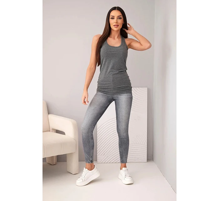 Dámske bavlnené tielko s okrúhlym výstrihom Graphite