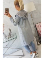 Dlhá pláštenka s kapucňou sivá