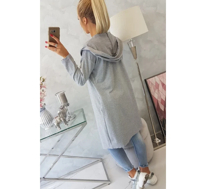 Dlhá pláštenka s kapucňou sivá