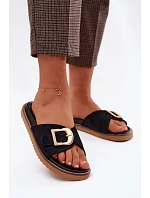 Dámské pantofle Černé se zlatou sponou model 22125600 - Boto