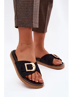 Dámské pantofle Černé se zlatou sponou model 22125600 - Boto