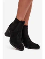 Dámske zateplené čižmy Brevina - čierne, na stĺpcovom podpätku Dámske zateplené čižmy Brevina - čierne, na stĺpcovom podpätku
