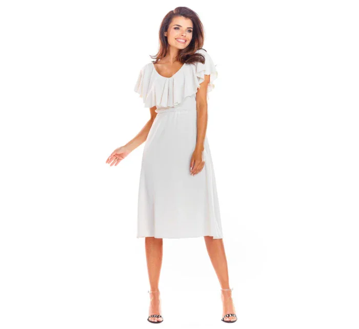 Dámske spoločenské šaty A304 béžové - Awama