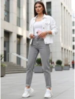 Dámske džínsy s vysokým pásom v štýle mom fit sivé FashionStreet UY2894