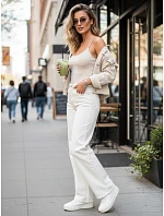 Jeansy damskie wide leg z wysokim stanem białe model 22101983 - FashionStreet Jeansy damskie wide leg z wysokim stanem białe model 22101983 - FashionStreet