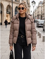 Dámska zimná prešívaná bunda s kapucňou, béžová, FashionStreet TY5748 Dámska zimná prešívaná bunda s kapucňou, béžová, FashionStreet TY5748