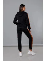 Čierno-oranžový dámsky teplákový komplet s lampasmi (KK0057)