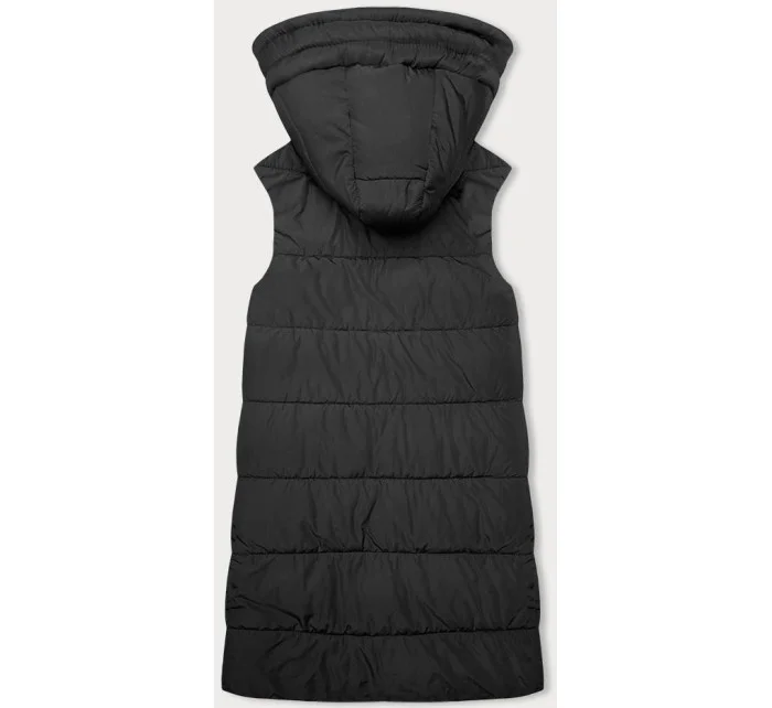 Čierno-ecru dlhá dámska obojstranná vesta (V771)