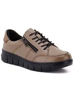 Dámské kožené polobotky na platformě, béžové, Vinceza model 22343089 Dámské kožené polobotky na platformě, béžové, Vinceza model 22343089