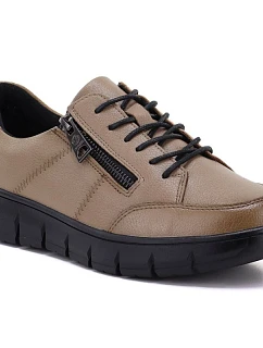 Dámské kožené polobotky na platformě, béžové, Vinceza model 22343089