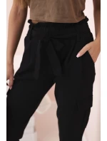 Dámske cargo nohavice s vysokým pásom čierne Dámske cargo nohavice s vysokým pásom čierne