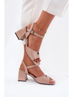 Sandały Damskie Na Słupku Vinceza 62235 Beżowe