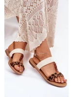 Ploché Dámské Sandály S Leopardí Hnědé model 21702265 - Boto Ploché Dámské Sandály S Leopardí Hnědé model 21702265 - Boto