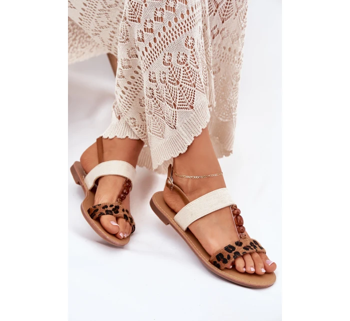 Ploché Dámské Sandály S Leopardí Hnědé model 21702265 - Boto Ploché Dámské Sandály S Leopardí Hnědé model 21702265 - Boto