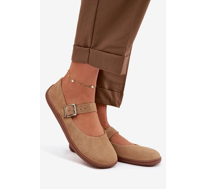 Baleríny Barefoot z přírodního semiše model 22069732 béžové - Zazoo