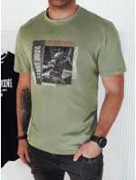 Pánské zelené tričko s potiskem Dstreet model 21974976 - FashionStreet