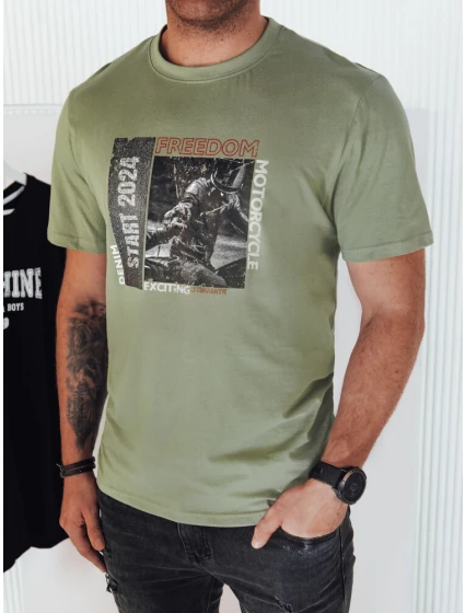 Pánské zelené tričko s potiskem Dstreet model 21974976 - FashionStreet