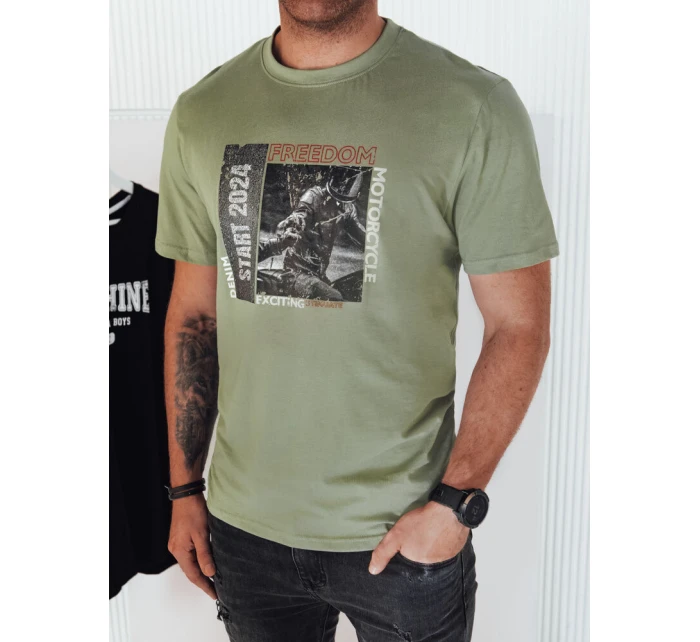 Pánské zelené tričko s potiskem Dstreet model 21974976 - FashionStreet