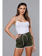 Dámské šortky v khaki barvě s kontrastní lemovkou model 18369470 - J.STYLE Dámské šortky v khaki barvě s kontrastní lemovkou model 18369470 - J.STYLE