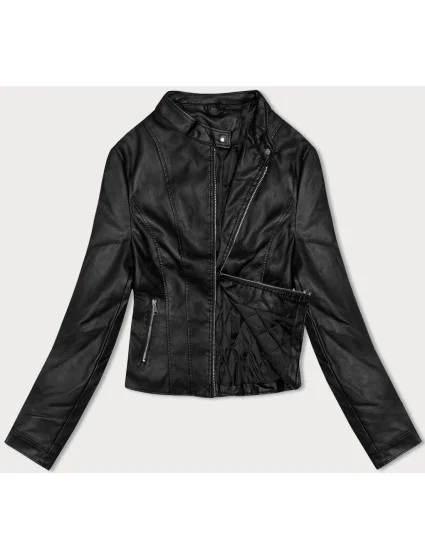 Čierna bunda ramoneska so stojačikom (11Z8058)