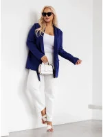 Tmavomodré klasické dámske sako nadmernej veľkosti (8275)