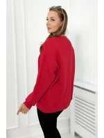 Bavlnená súprava, zateplená mikina + legíny červený