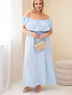 Dámské šaty Plus Size s volánem a elastickým pasem modré