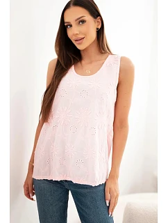 Dámská bavlněná halenka s výšivkou model 22214675 růžová - K-Fashion