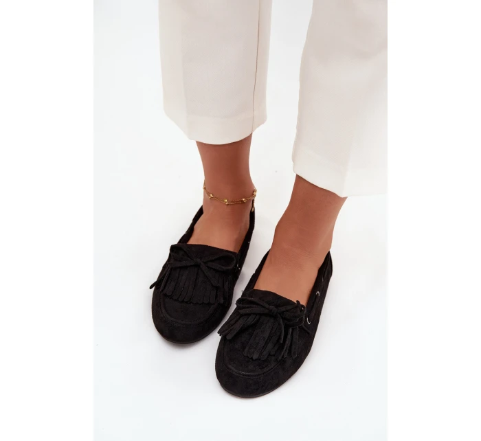 Dámské s třásněmi a mašlí černé model 21709117 - Boto