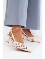 Pletené dámské sandály na podpatku zlaté Selinae