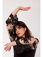 Šaty s širokými rukávy béžové model 19003102 - Makover Šaty s širokými rukávy béžové model 19003102 - Makover