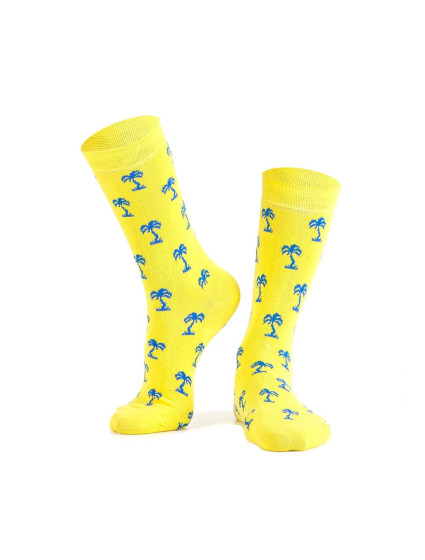 Žlté dámske ponožky s palmami
