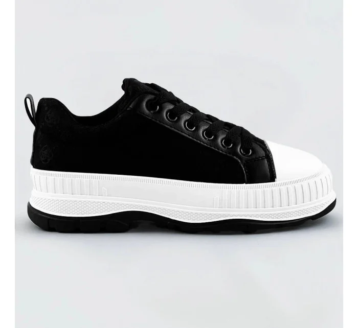 Čierne tenisky trampky s vyššou podrážkou (S067)