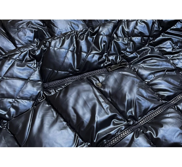 Dámska zimná bunda v tmavomodrej farbe (2M-028)