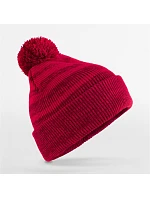 Beechfield B 476 Pletená čepice s bambulí "Team Stripe" 53.0476 red