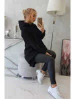 Zateplená mikina s dlouhými zády a kapucí černá