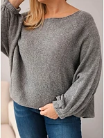 Dámský svetr Plus Size s přídavkem vlny volného střihu tmavě šedý Dámský svetr Plus Size s přídavkem vlny volného střihu tmavě šedý