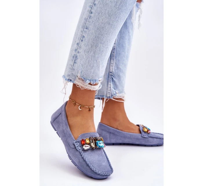 Dámské semišové mokasíny s krystaly Modre model 21612170 - EVENTO