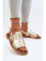 model 21650265 Dámské Kožené Sandály Zlaté - Zazoo