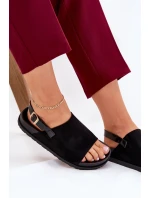 Sandały Damskie Z Eko Zamszu Na Platformie Czarne Migola