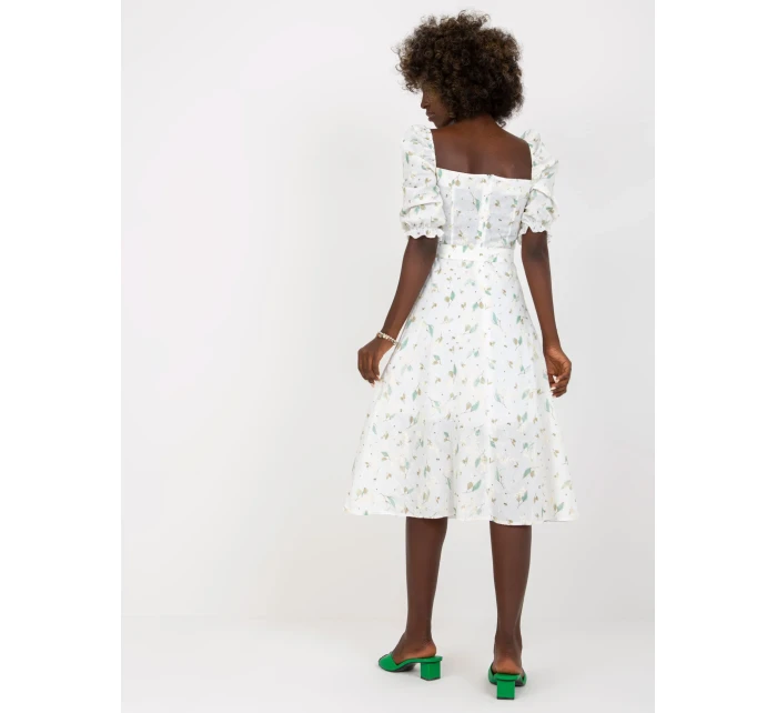 Dámské šaty LK SK model 17547236 bílé a zelené - FPrice Dámské šaty LK SK model 17547236 bílé a zelené - FPrice